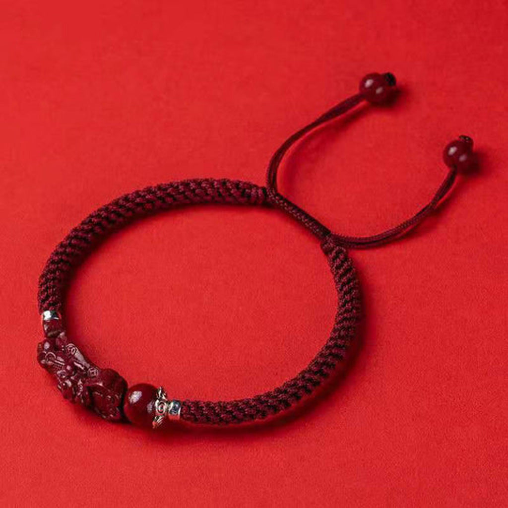 Handmade Pixiu Cinnabar Bracelet for Wealth Good Luck and Protection | Zen Ara Grove