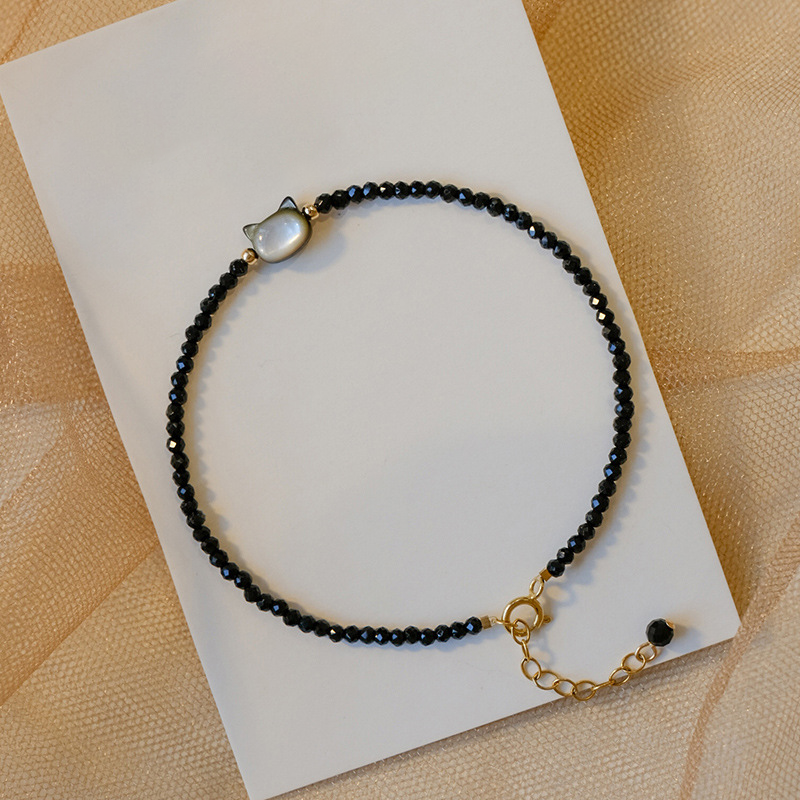 Blue Cat Charm Bracelet – Gemstone Beads with Playful Feline Spirit | Zen Ara Grove