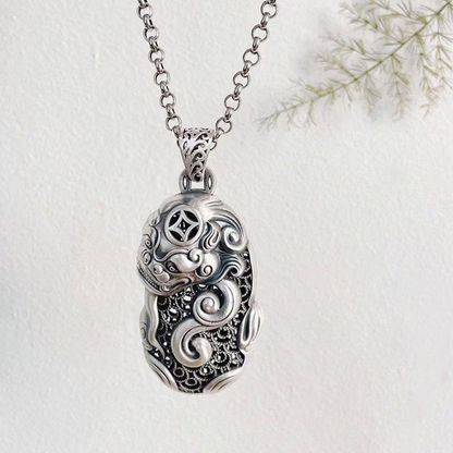 Hollow Guardian Beast Pendant – Ancient Pixiu Necklace | Zen Ara Grove