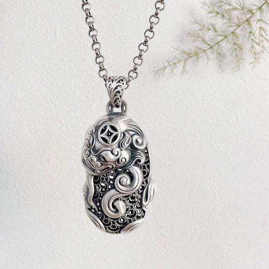 Hollow Guardian Beast Pendant – Ancient Pixiu Necklace | Zen Ara Grove
