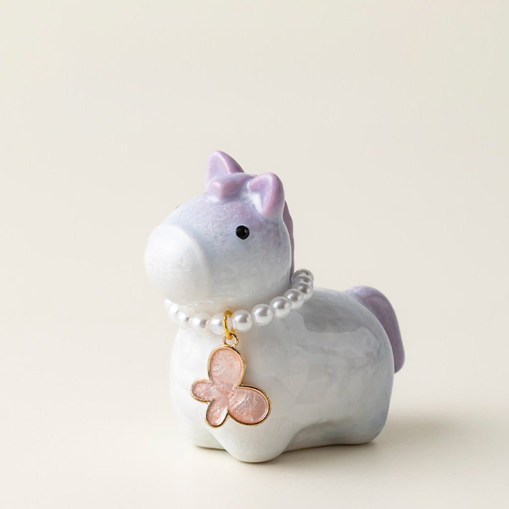 Ceramic Horse Figurine with Gradient Purple Crystalline Glaze – Artistic Shine and Serenity | Zen Ara Grove