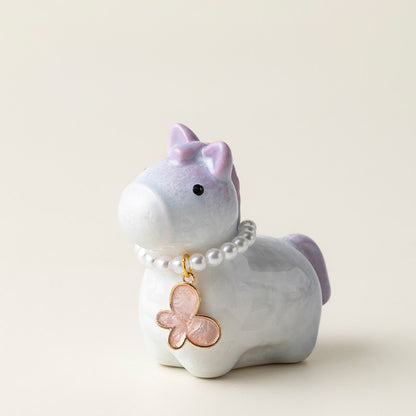 Ceramic Horse Figurine with Gradient Purple Crystalline Glaze – Artistic Shine and Serenity | Zen Ara Grove