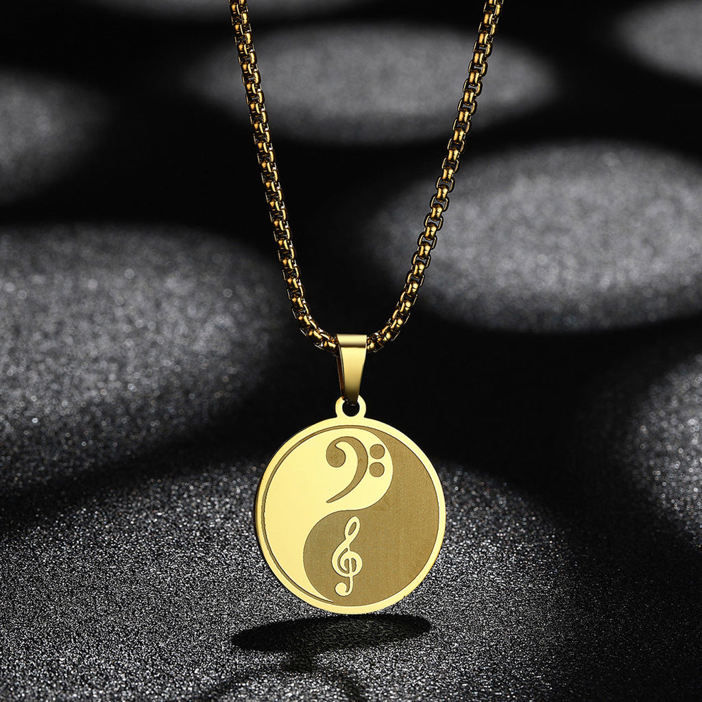 Yin-Yang Music Pendant Necklace – Treble & Bass Clef Taiji Design | Zen Ara Grove