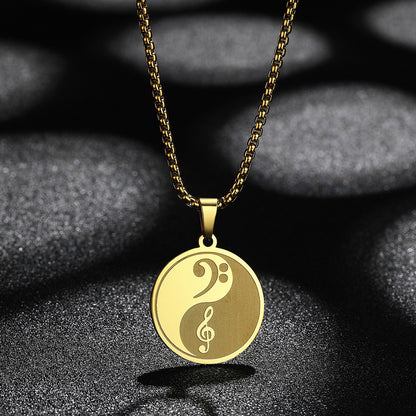 Yin-Yang Music Pendant Necklace – Treble & Bass Clef Taiji Design | Zen Ara Grove