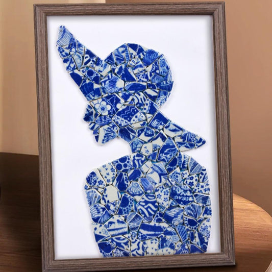 Handmade DIY Blue and White Porcelain Mosaic Ceramic Painting | Zen Ara Grove