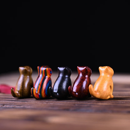 Small Leaf Red Sandalwood Ebony Wood Sandalwood Green Sandalwood Lucky Mini Cat Deer Sooth Phone Hanging Decoration | Zen Ara Grove