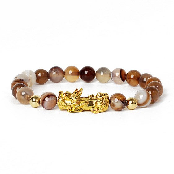 Gold Pixiu Gemstone Bracelet – Symbol of Luck and Positive Energy | Zen Ara Grove