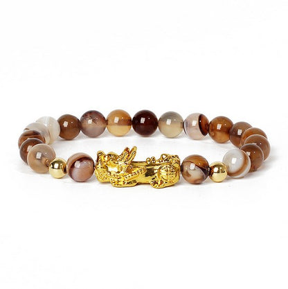 Gold Pixiu Gemstone Bracelet – Symbol of Luck and Positive Energy | Zen Ara Grove