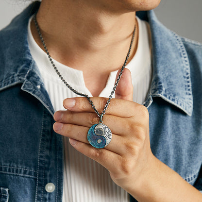 Custom 99 Silver Yin‑Yang Galaxy Pendant – Personalized Necklace of Courage & Infinity | Zen Ara Grove