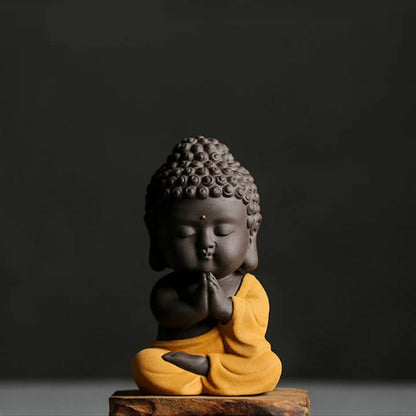 Purple Clay & Ceramic Meditating Buddha Statue – Elegant and Lifelike | Zen Ara Grove