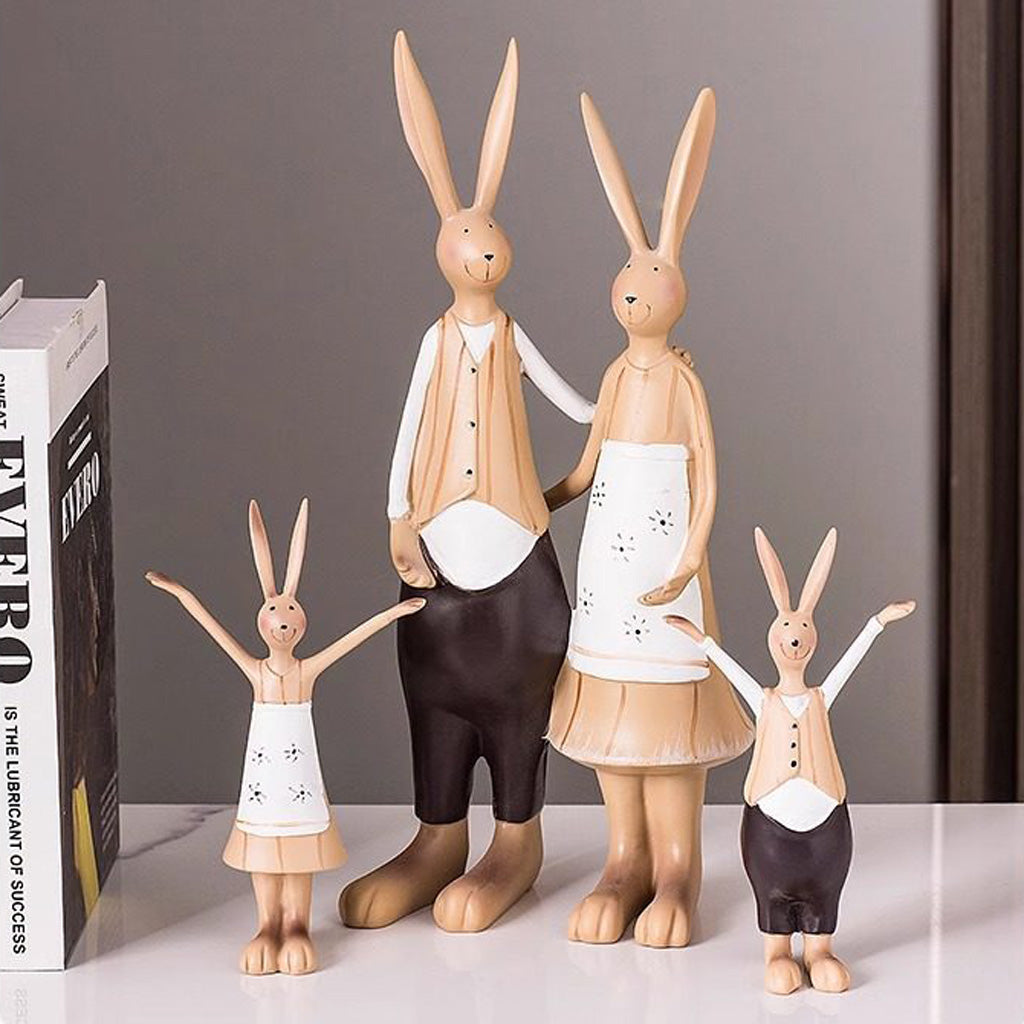 Bunny Family Figurine Set – Handcrafted Rabbits Symbolizing Love, Warmth & Togetherness | Zen Ara Grove