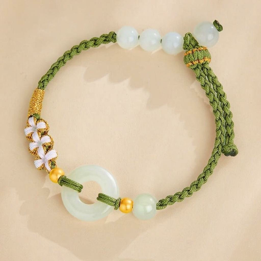 Hetian Jade Peace Circle Bracelet – Classic Handwoven Design | Zen Ara Grove