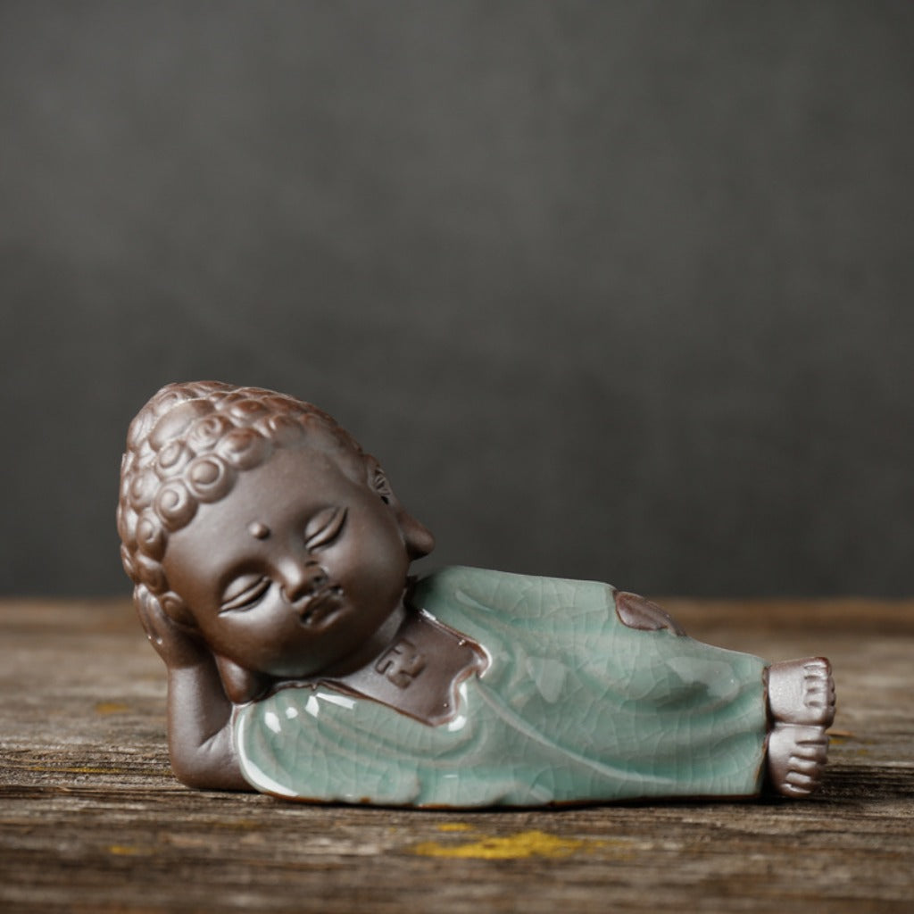 Zen Little Monk Tea Pet – Handmade Ceramic & Purple Clay Figurine for Tea Table Décor | Zen Ara Grove