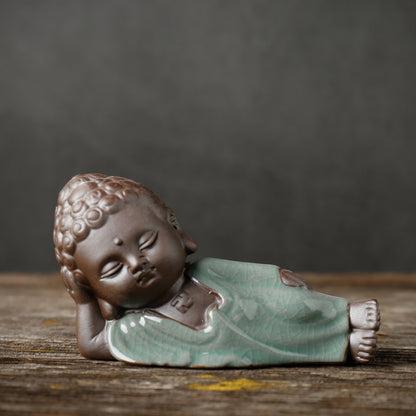 Zen Little Monk Tea Pet – Handmade Ceramic & Purple Clay Figurine for Tea Table Décor | Zen Ara Grove