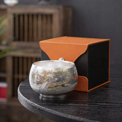 Handmade Silver Cup Gift Set – Sign of Prosperity & Harmony – Artistic Mountain Pattern | Zen Ara Grove