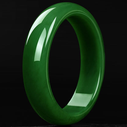 Deep Emerald Jade Bangle — Harmony & Prosperity | Zen Ara Grove