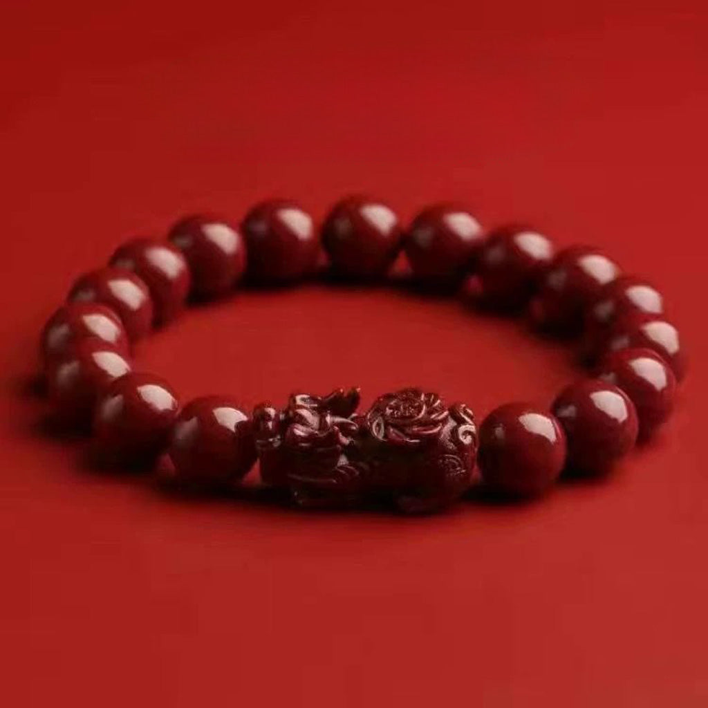 Red Cinnabar Pixiu Beaded Bracelet – Protection & Prosperity | Zen Ara Grove