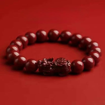 Red Cinnabar Pixiu Beaded Bracelet – Protection & Prosperity | Zen Ara Grove