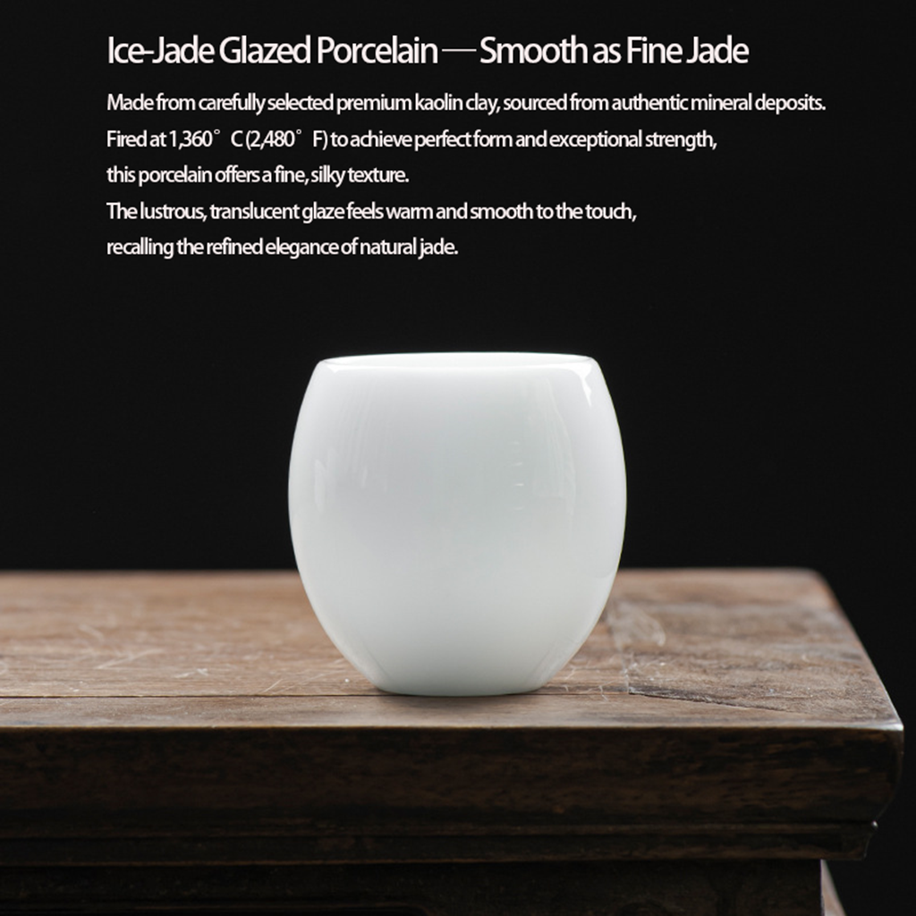 Handmade Ice Jade Egg-Shaped Porcelain Teacup – A Vessel for Clarity, Balance, and Joy | Zen Ara Grove