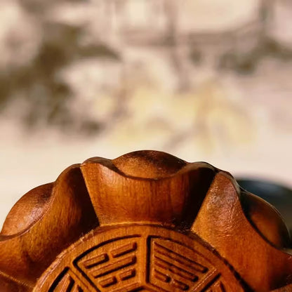 Wearable Daoist Ritual Pendant – Lightning-Struck Wood Carving of Sycee and Taiji-Bagua | Zen Ara Grove