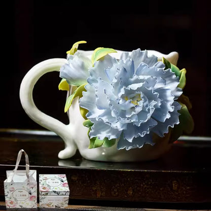 Handcrafted Heritage Porcelain Cup – Roses Blooming from the Surface | Zen Ara Grove