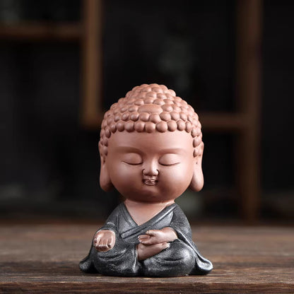 Mini Zen Buddha Statue – Purple Clay Ceramic in Meditative Pose for Inner Peace | Zen Ara Grove