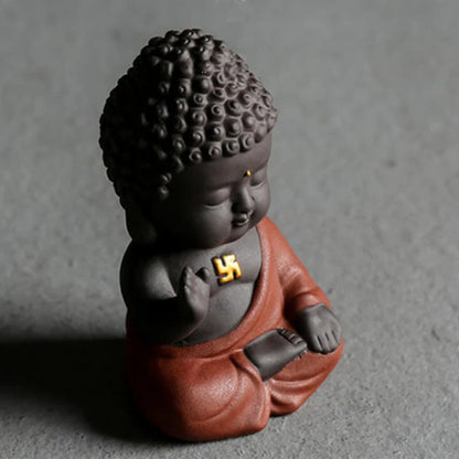 Purple Clay & Ceramic Meditating Buddha Statue – Elegant and Lifelike | Zen Ara Grove