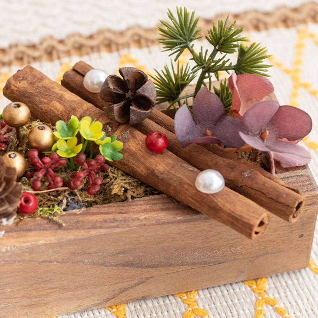 Handmade Silk Blossom Décor with Wooden Planter – Serenity in Bloom | Zen Ara Grove
