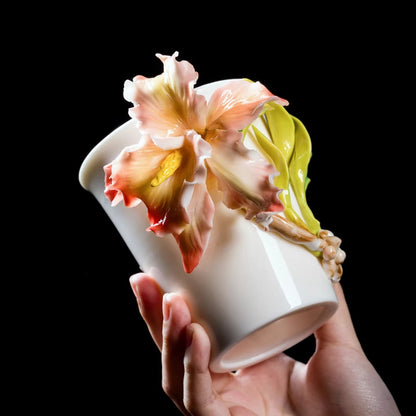 Limited Time Offer · Handcrafted Heritage Porcelain Cup – Iris Blossoms Growing from the Surface | Zen Ara Grove