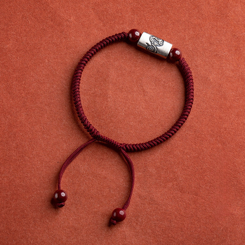 925 Silver 12 Zodiac Cinnabar Bead Handwoven Red Cord Bracelet – Protection & Blessing | Zen Ara Grove