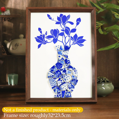 Handmade DIY Blue and White Porcelain Mosaic Ceramic Painting | Zen Ara Grove