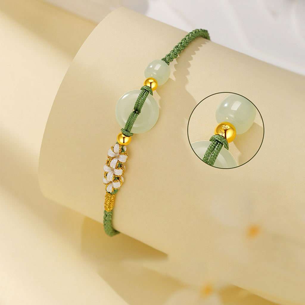 Hetian Jade Peace Circle Bracelet – Classic Handwoven Design | Zen Ara Grove
