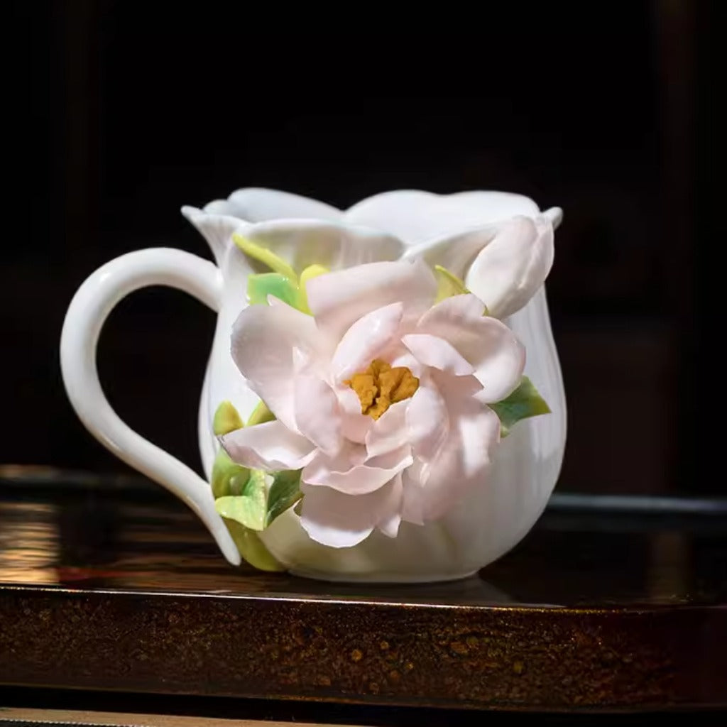 Limited Time Offer · Handcrafted Heritage Porcelain Cup – Iris Blossoms Growing from the Surface | Zen Ara Grove