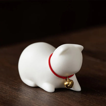Mini Small Cute Cat Tea Pet Ceramic Home Desk Figurine Decoration | Zen Ara Grove
