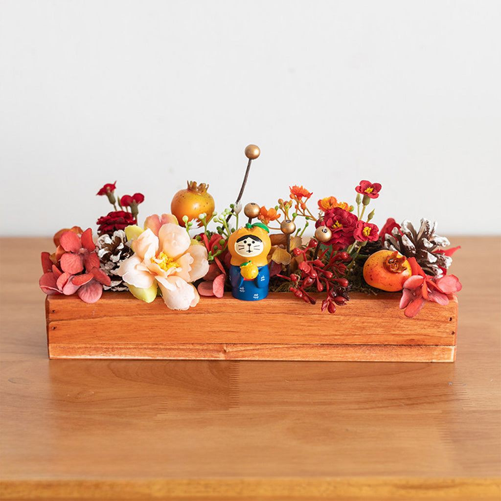 Handmade Silk Blossom Décor with Wooden Planter – Serenity in Bloom | Zen Ara Grove