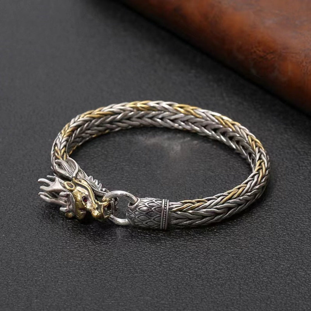 Handcrafted Dragon Head Bracelet in Thai Silver Fusion | Zen Ara Grove