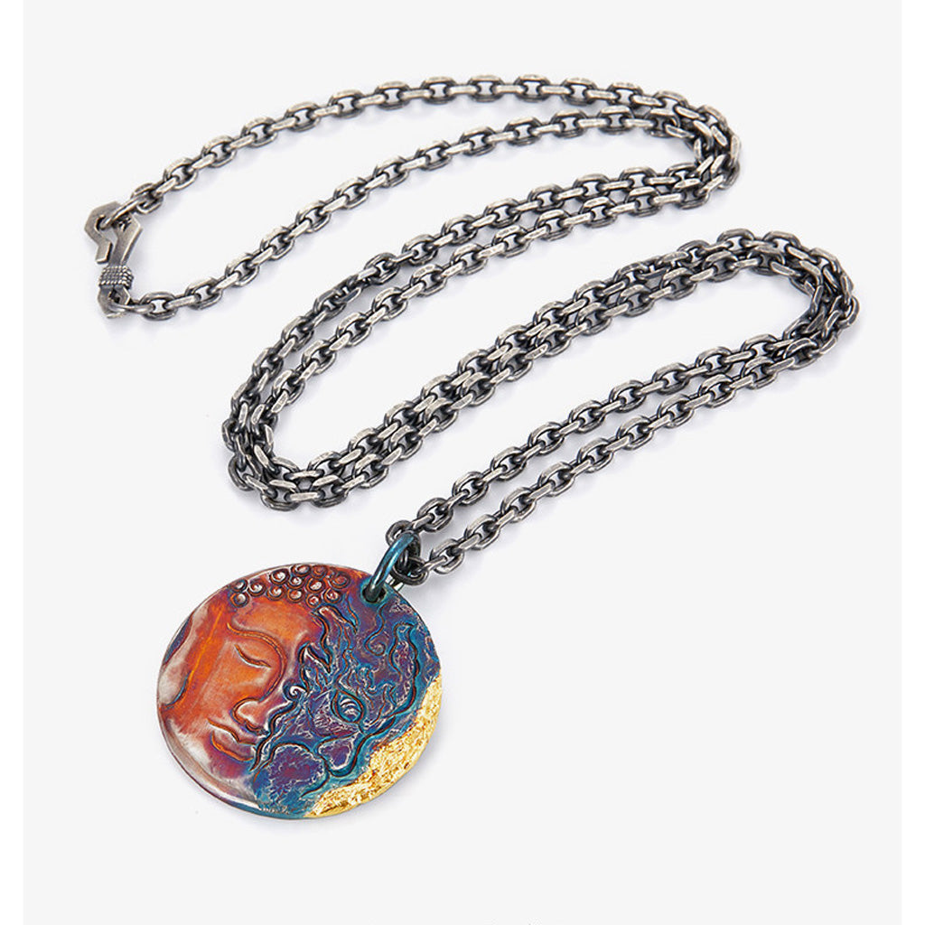 99 Silver Half Demon Half Buddha Pendant – Embrace Your Duality | Zen Ara Grove