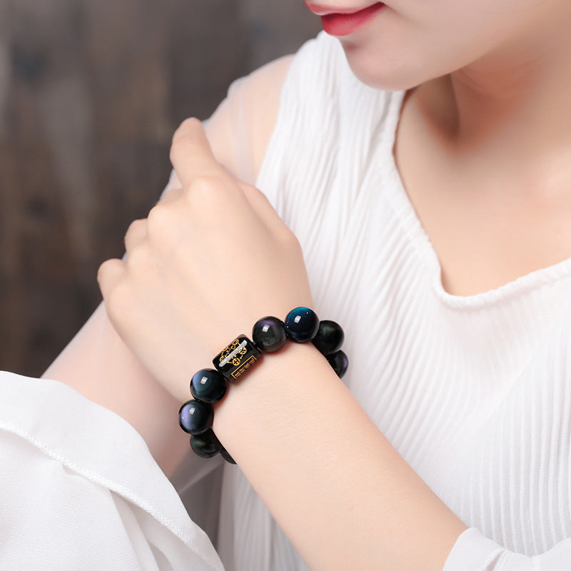 TODAY ONLY! Natural Obsidian Bracelet – Rainbow Eye Design for Strength & Clarity | Zen Ara Grove