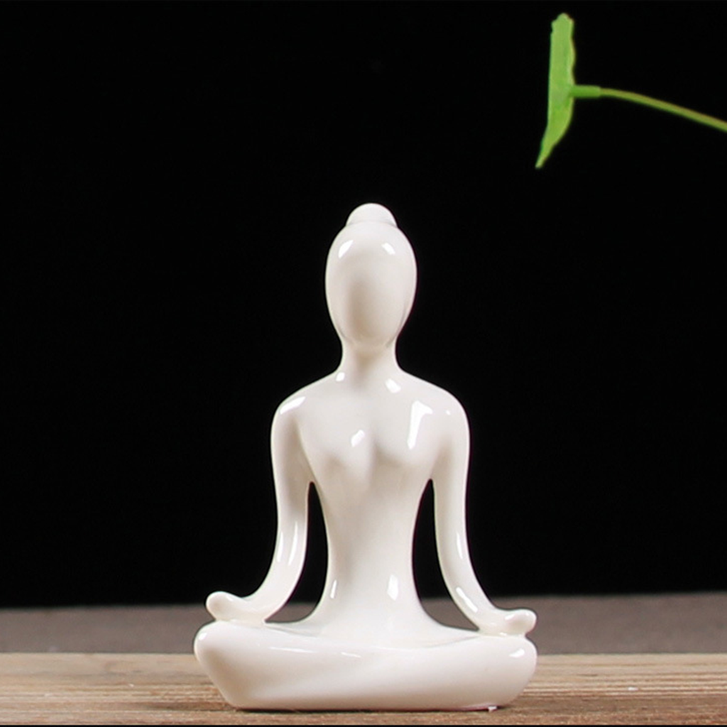 Zen Minimalist White Ceramic Yoga Girl Figurines | Zen Ara Grove