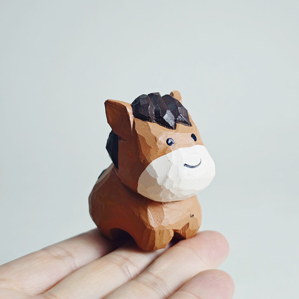 Hand-Carved Brown Wooden Horse Figurine – Rustic Charm and Timeless Craft | Zen Ara Grove