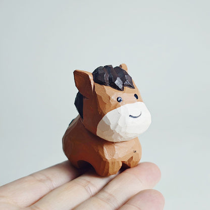 Hand-Carved Brown Wooden Horse Figurine – Rustic Charm and Timeless Craft | Zen Ara Grove
