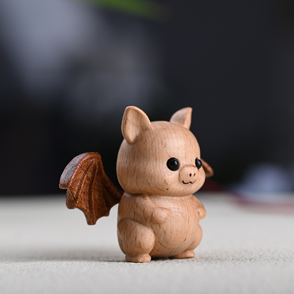 Whimsical Beech Wood Baby Bat – Artisanal Joint Design Wooden Decor | Zen Ara Grove