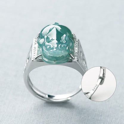 S925 Sterling Silver Adjustable Jade Pixiu Ring – Wealth & Protection | Zen Ara Grove