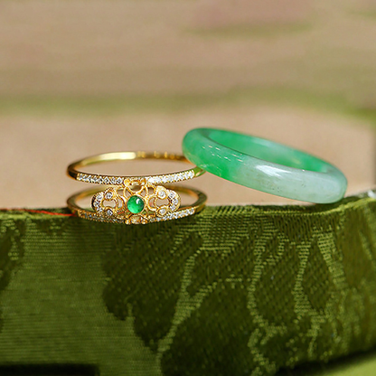 LIMITED TIME OFFER · Natural Green Chalcedony Ring with 18K Gold Plated Filigree Craftsmanship | Zen Ara Grove