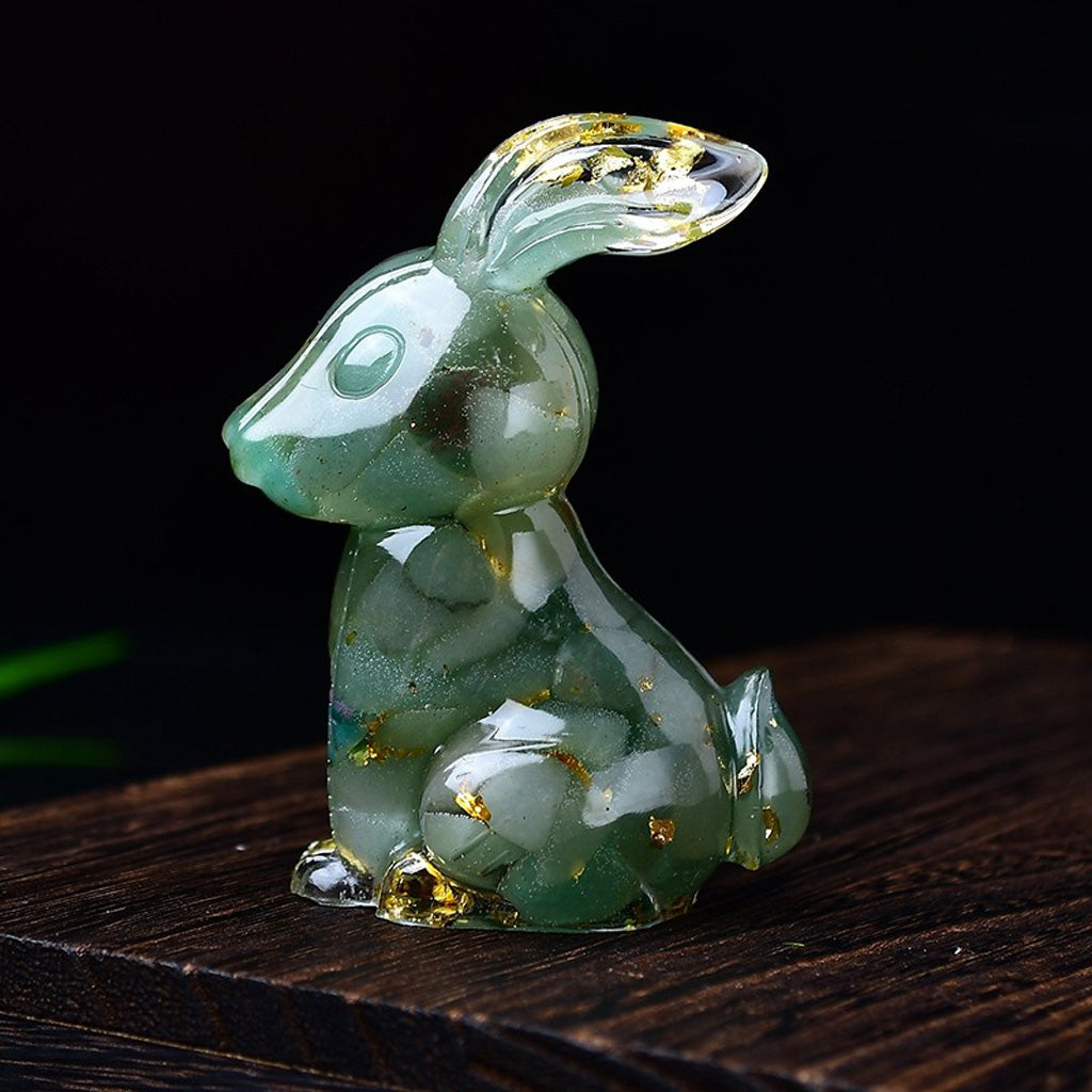 Handmade Epoxy Resin Rabbit Decor – Embedded Natural Healing Crystals | Zen Ara Grove