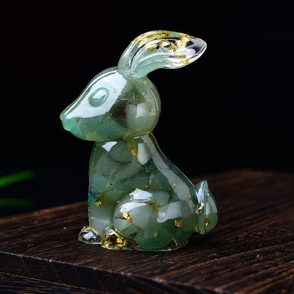 Handmade Epoxy Resin Rabbit Decor – Embedded Natural Healing Crystals | Zen Ara Grove