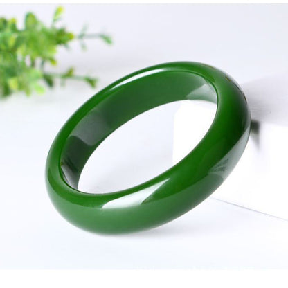 Deep Emerald Jade Bangle — Harmony & Prosperity | Zen Ara Grove
