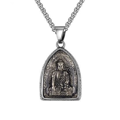 Titanium Steel Eight Buddhas Pendant｜Protection & Wisdom On-the-Go