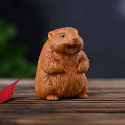 Handcrafted Marmot Desk Ornament – Premium Golden Sandalwood & Juniper Blend | Zen Ara Grove