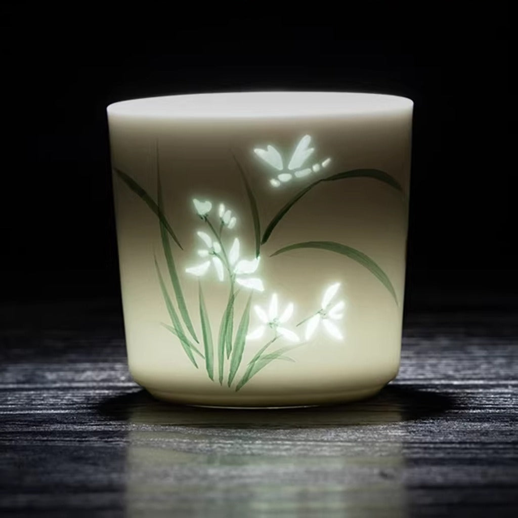 Hand-Painted Yingqing Translucent Porcelain Cup – Under-Glaze Artistry | Zen Ara Grove